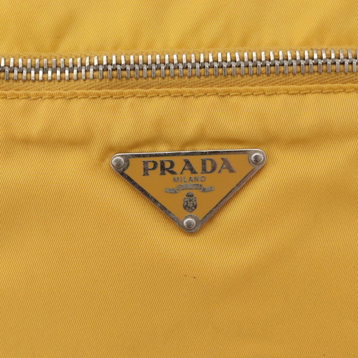 PRADA Shoulder Bag Nylon Yellow Silver Auth SW2282A