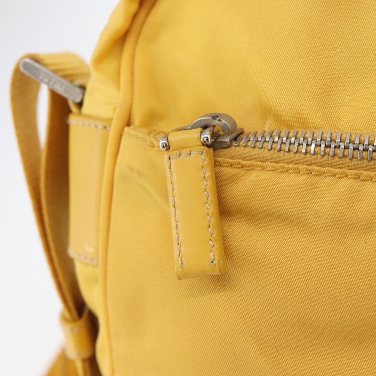 PRADA Shoulder Bag Nylon Yellow Silver Auth SW2282A