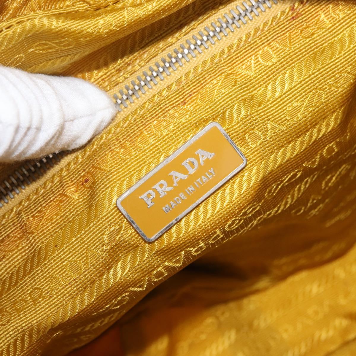 PRADA Shoulder Bag Nylon Yellow Silver Auth SW2282A