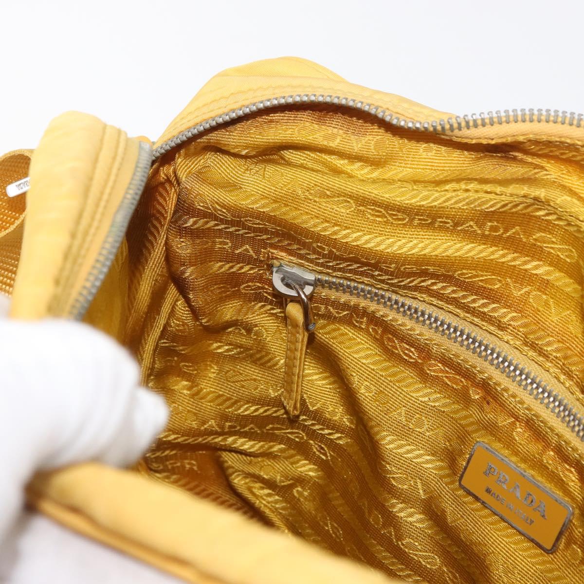 PRADA Shoulder Bag Nylon Yellow Silver Auth SW2282A