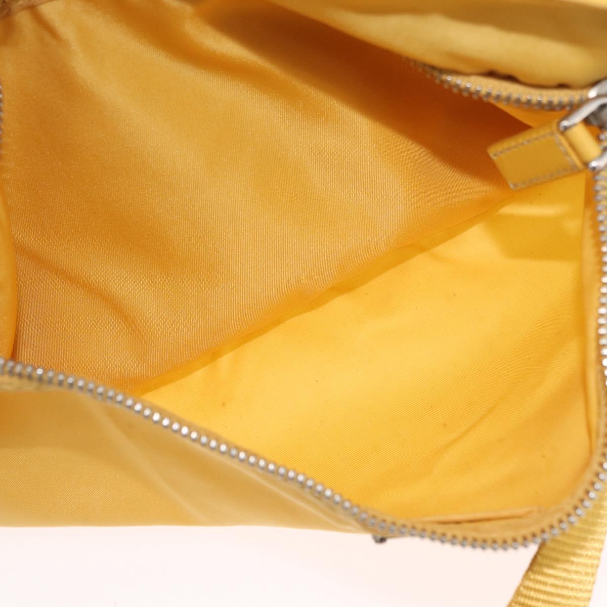 PRADA Shoulder Bag Nylon Yellow Silver Auth SW2282A