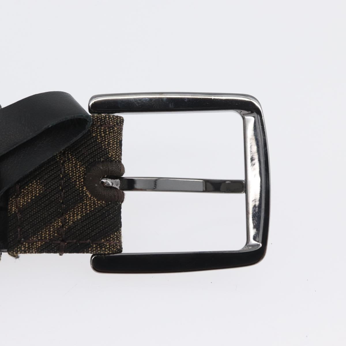 FENDI Zucca Canvas Belt 41.3"" Black Brown 7C0497 Auth SW2291A