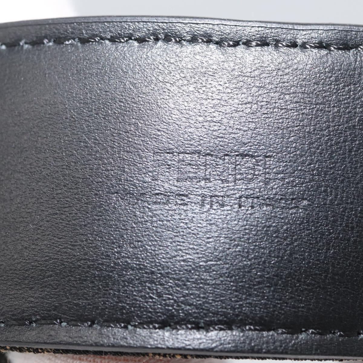 FENDI Zucca Canvas Belt 41.3"" Black Brown 7C0497 Auth SW2291A