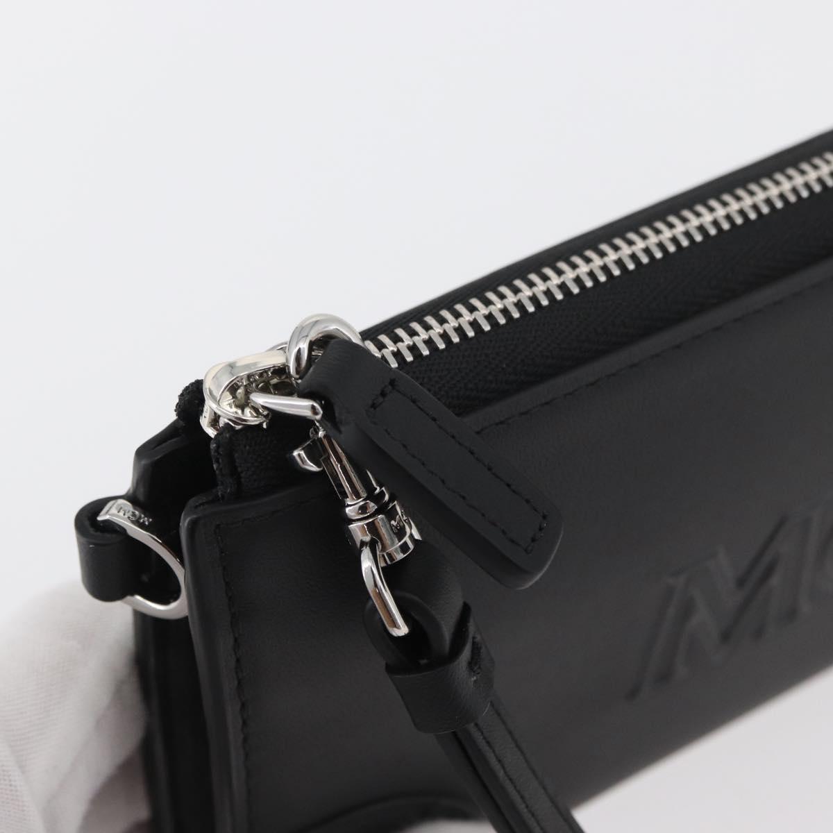 MCM Long Wallet Leather Black Silver MYLDATA04 Auth SW2293V