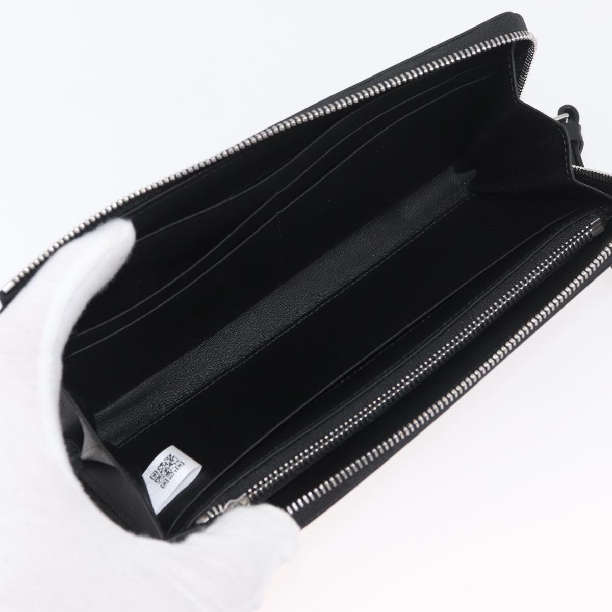 MCM Long Wallet Leather Black Silver MYLDATA04 Auth SW2293V