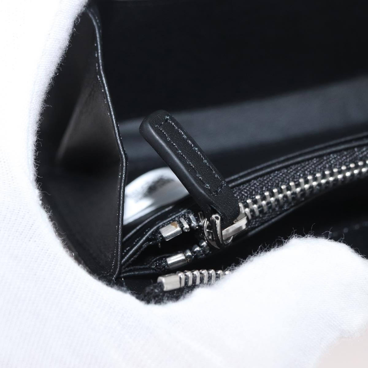 MCM Long Wallet Leather Black Silver MYLDATA04 Auth SW2293V