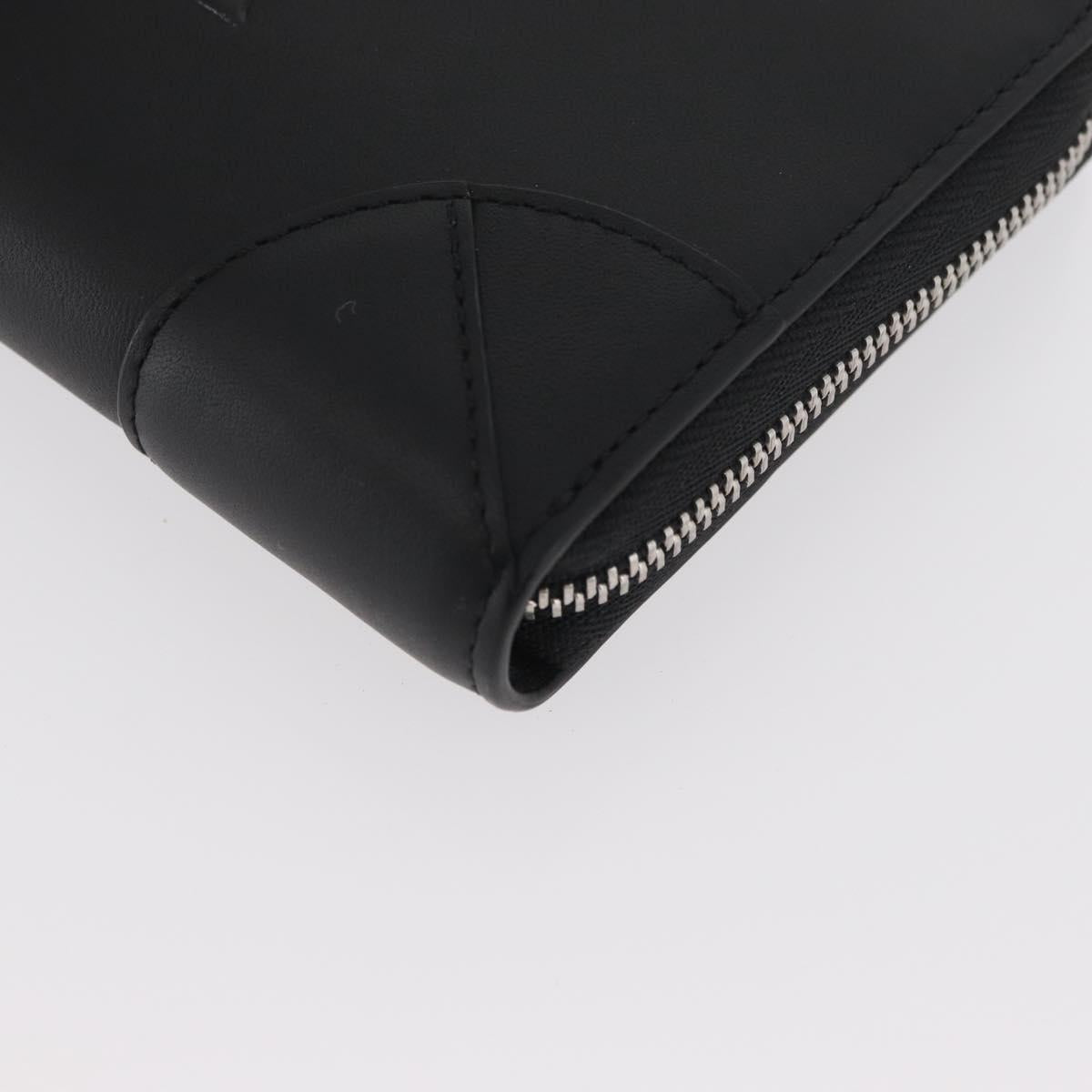 MCM Long Wallet Leather Black Silver MYLDATA04 Auth SW2293V