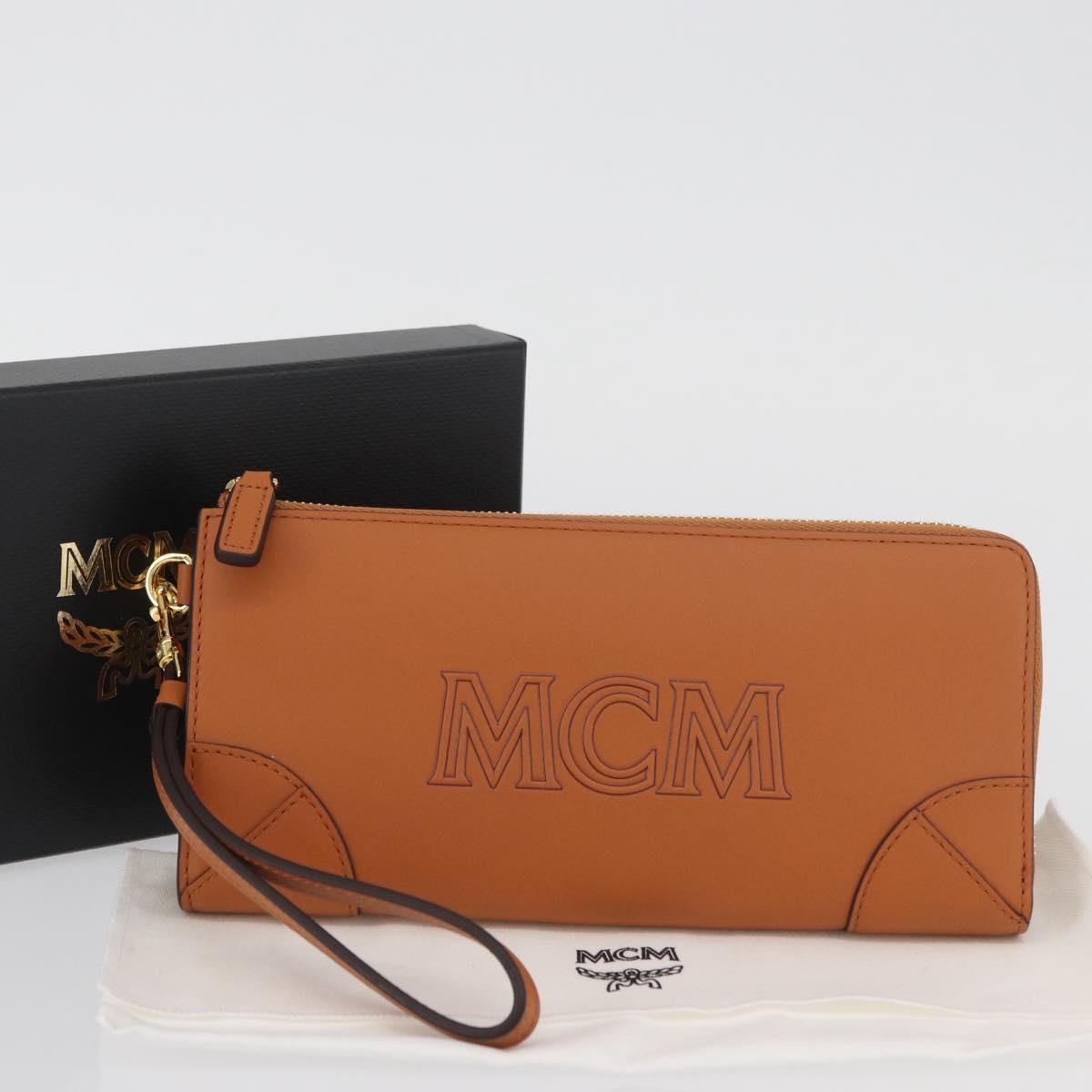 MCM Long Wallet Leather Brown Gold MYLDATA04 Auth SW2294V