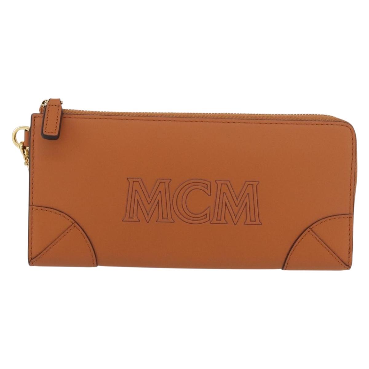 MCM Long Wallet Leather Brown Gold MYLDATA04 Auth SW2294V