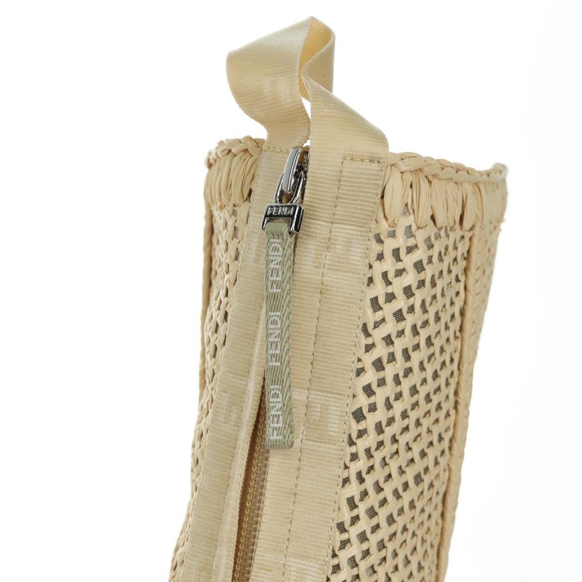 FENDI High Boots Raffia Beige 8T8083 Auth SW2296SM