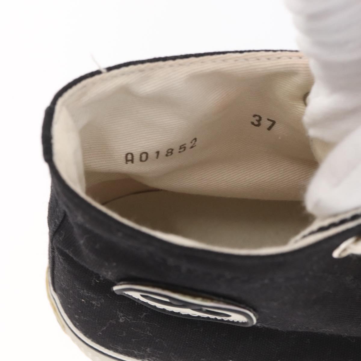 CHANEL High Cut Sneakers Canvas Black White A01852 CC Auth SW2298A