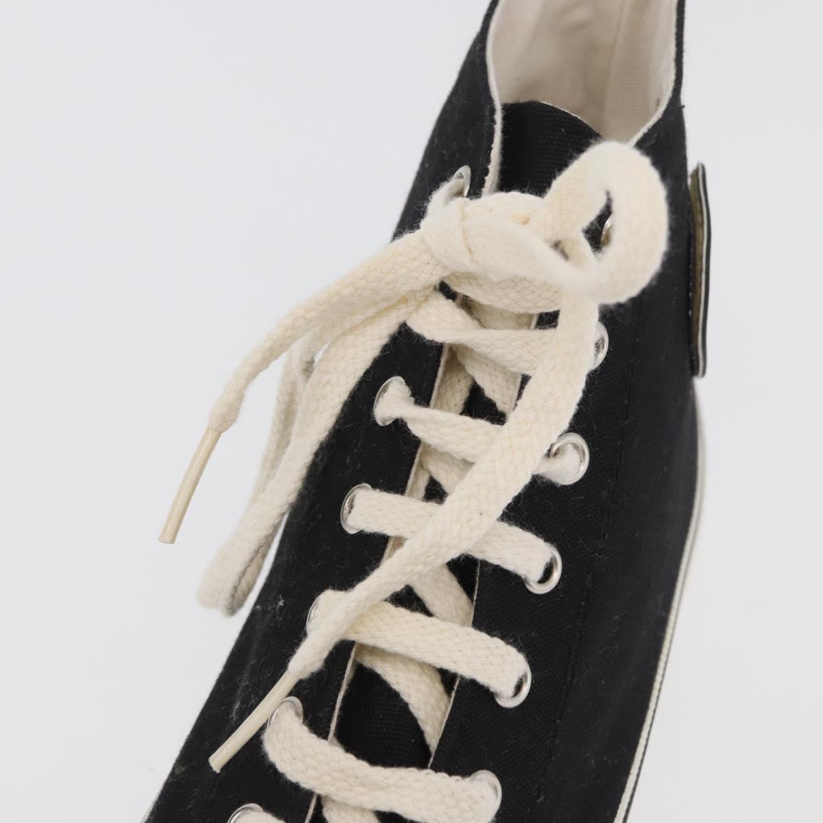CHANEL High Cut Sneakers Canvas Black White A01852 CC Auth SW2298A