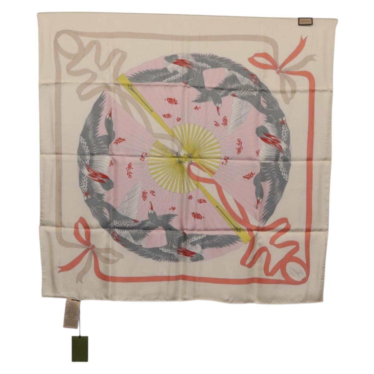 GUCCI Scarf Silk Ivory 712854 Auth SW2299M