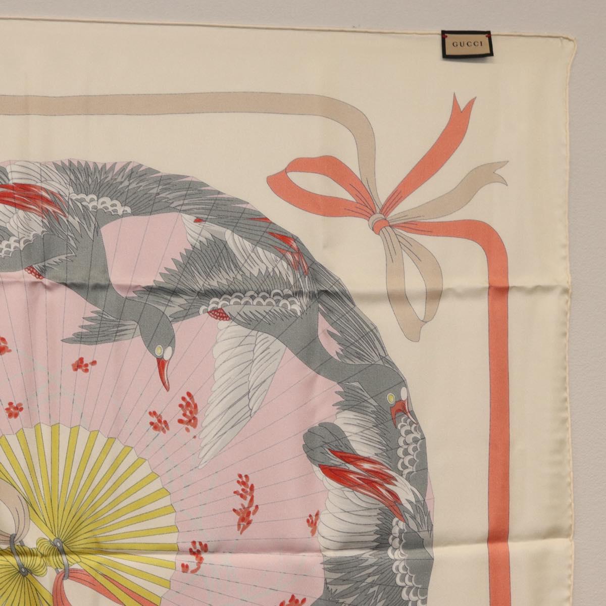 GUCCI Scarf Silk Ivory 712854 Auth SW2299M