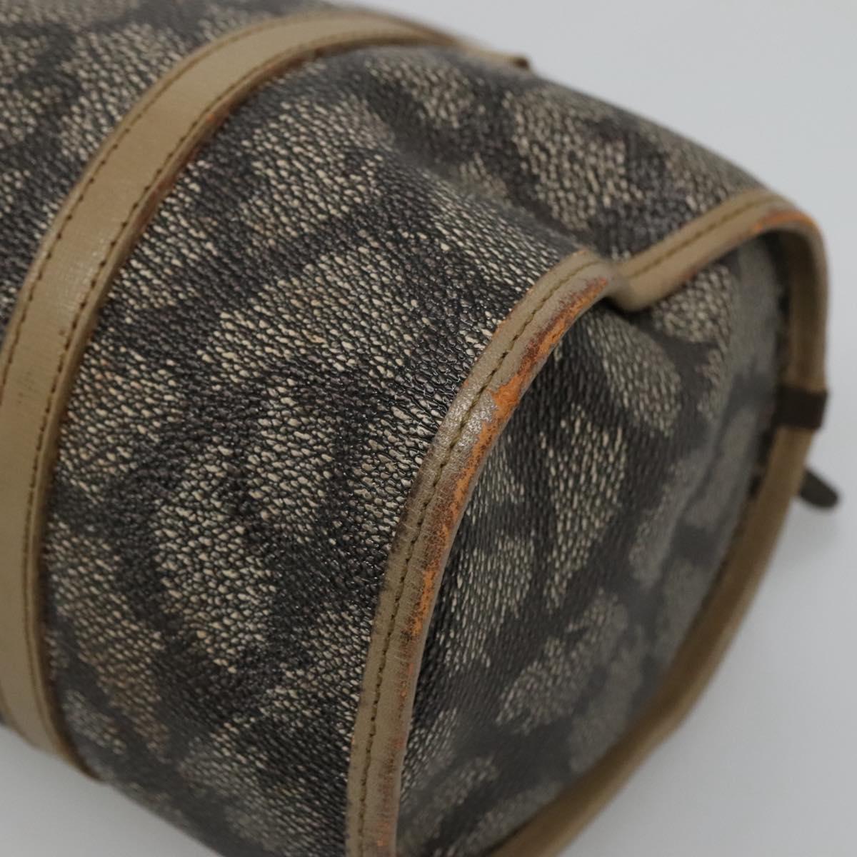 SAINT LAURENT Hand Bag Embossed Leather Gray Auth sw230