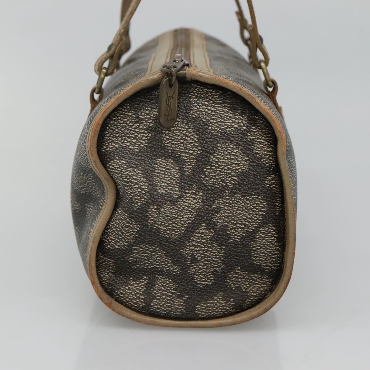 SAINT LAURENT Hand Bag Embossed Leather Gray Auth sw230