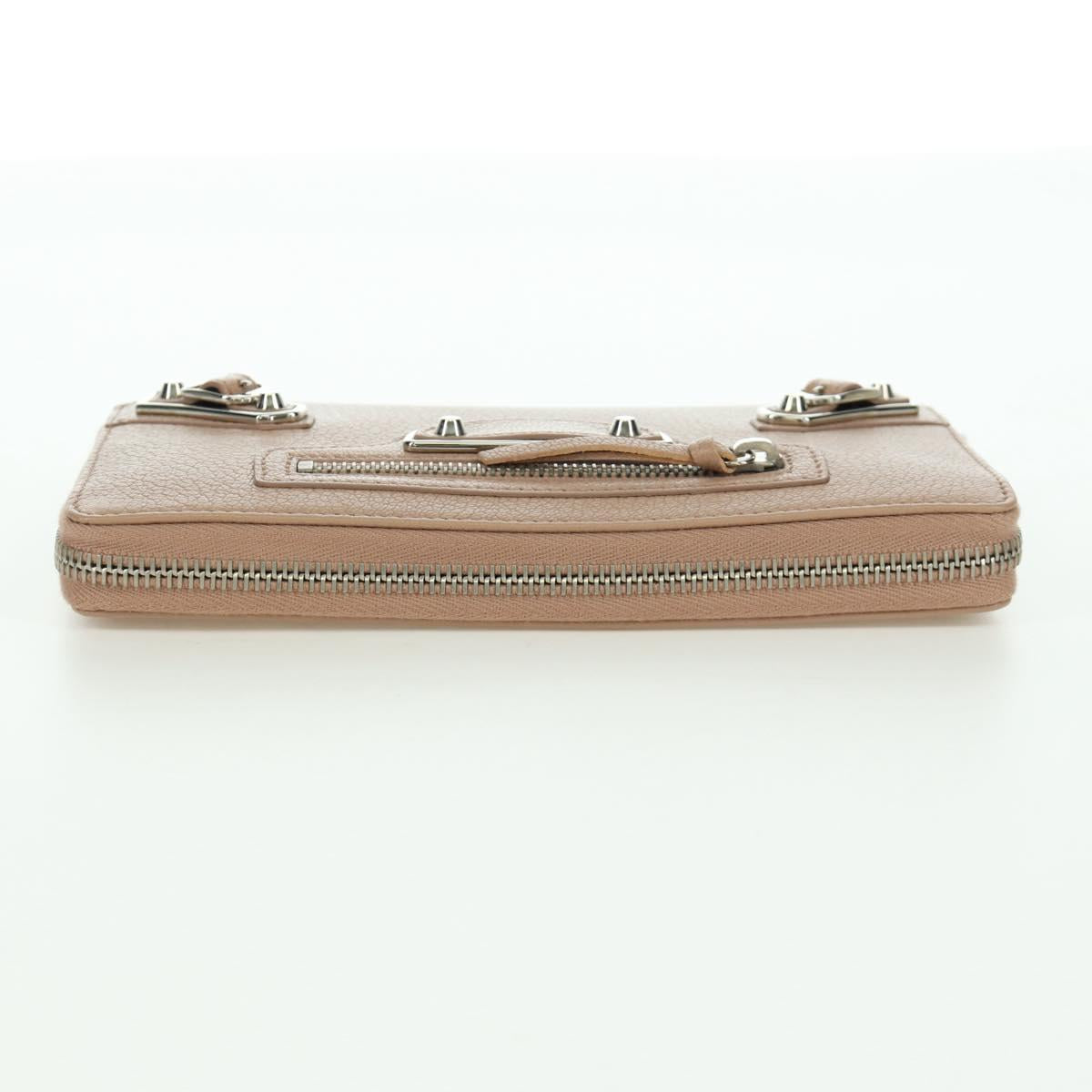BALENCIAGA Continental Long Wallet Leather Pink Silver 390187 Auth SW2300M