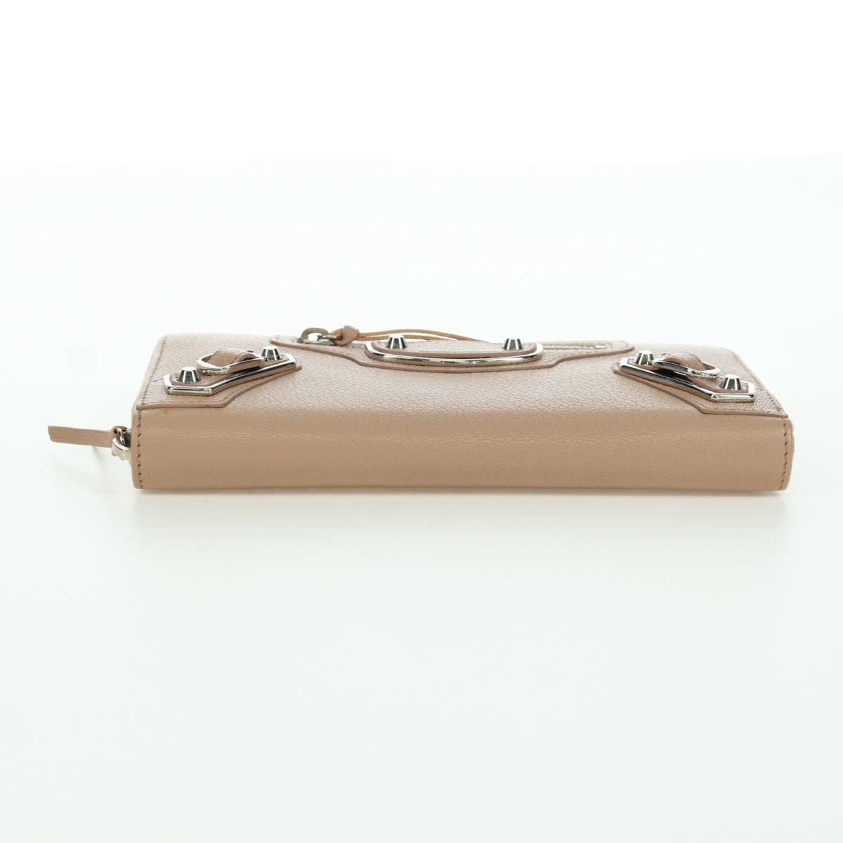 BALENCIAGA Continental Long Wallet Leather Pink Silver 390187 Auth SW2300M