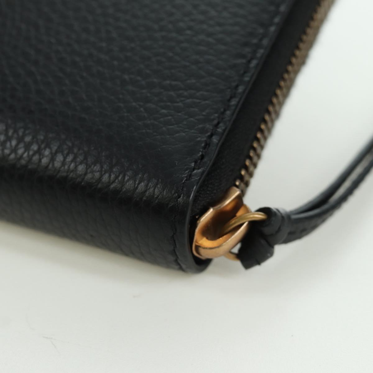 BALENCIAGA Neo Classic Continental Wallet Leather Black Gold 640115 Auth SW2301M