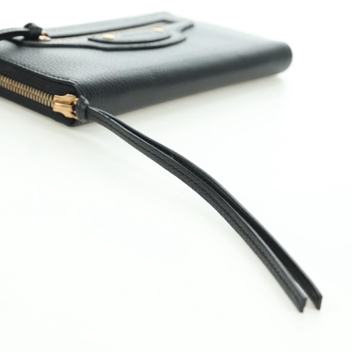 BALENCIAGA Neo Classic Continental Wallet Leather Black Gold 640115 Auth SW2301M