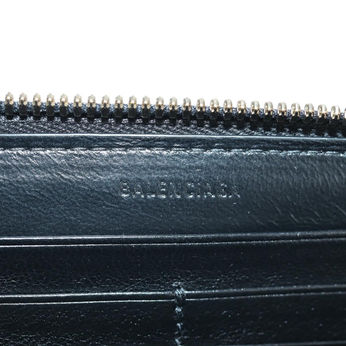 BALENCIAGA Neo Classic Continental Wallet Leather Black Gold 640115 Auth SW2301M