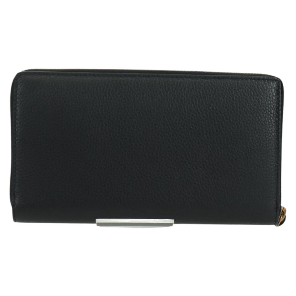 BALENCIAGA Neo Classic Continental Wallet Leather Black Gold 640115 Auth SW2301M