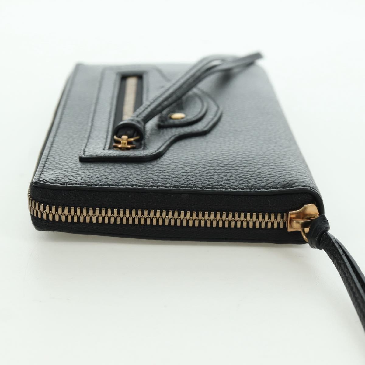 BALENCIAGA Neo Classic Continental Wallet Leather Black Gold 640115 Auth SW2301M