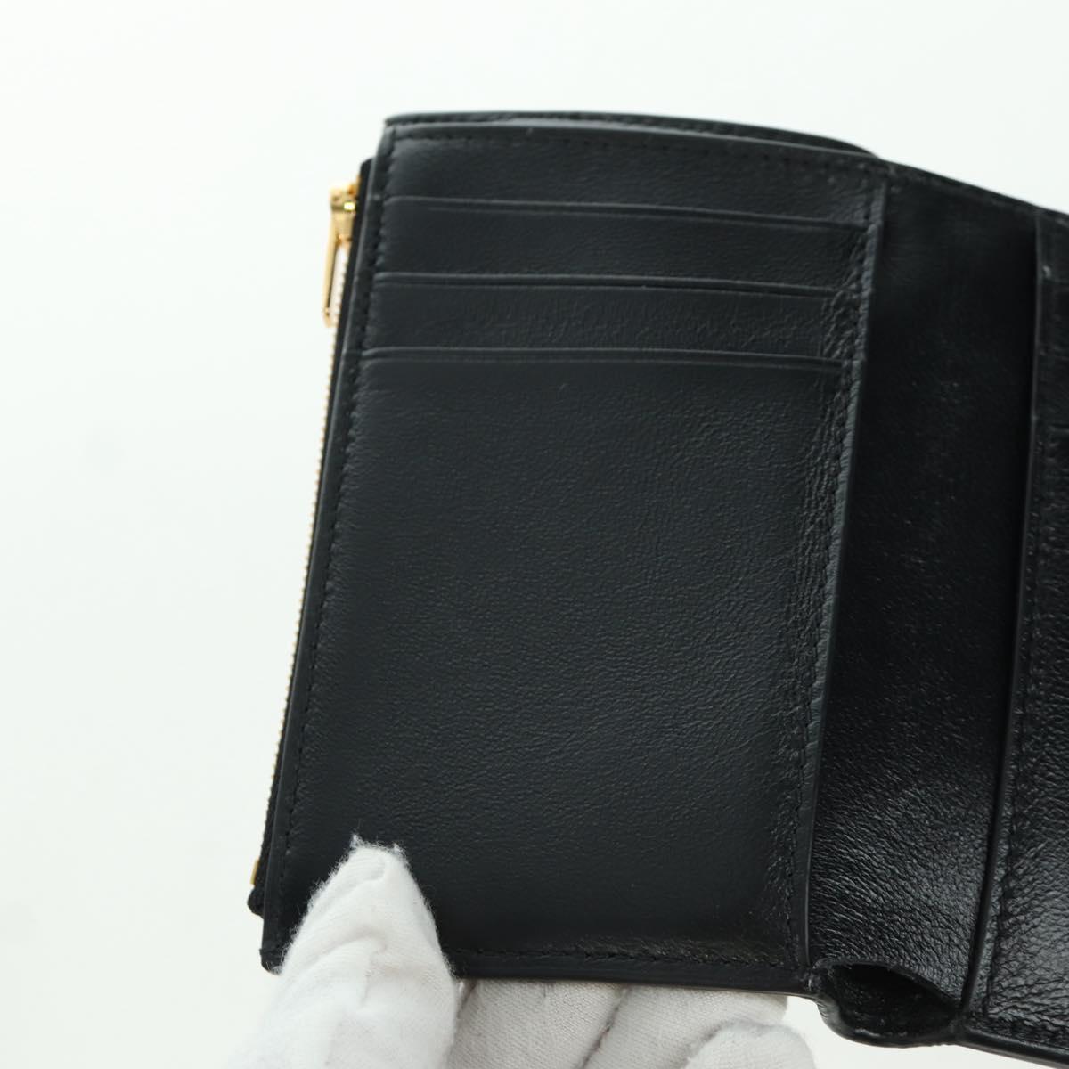 BALENCIAGA Trifold Wallet Leather Black Gold 655743 Auth SW2304M