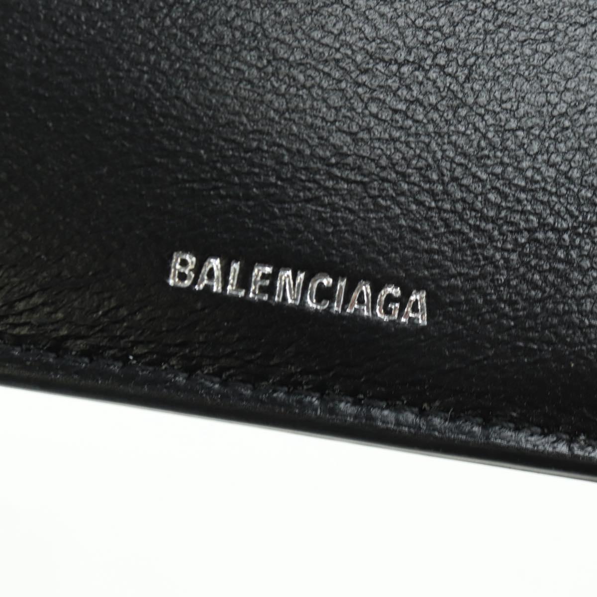 BALENCIAGA Trifold Wallet Leather Black Gold 655743 Auth SW2304M