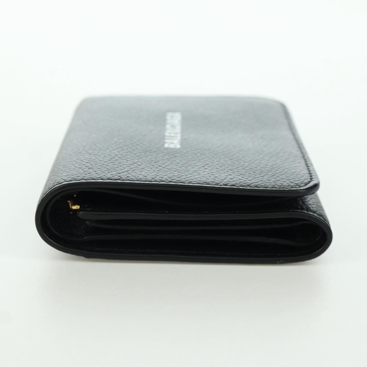 BALENCIAGA Trifold Wallet Leather Black Gold 655743 Auth SW2304M
