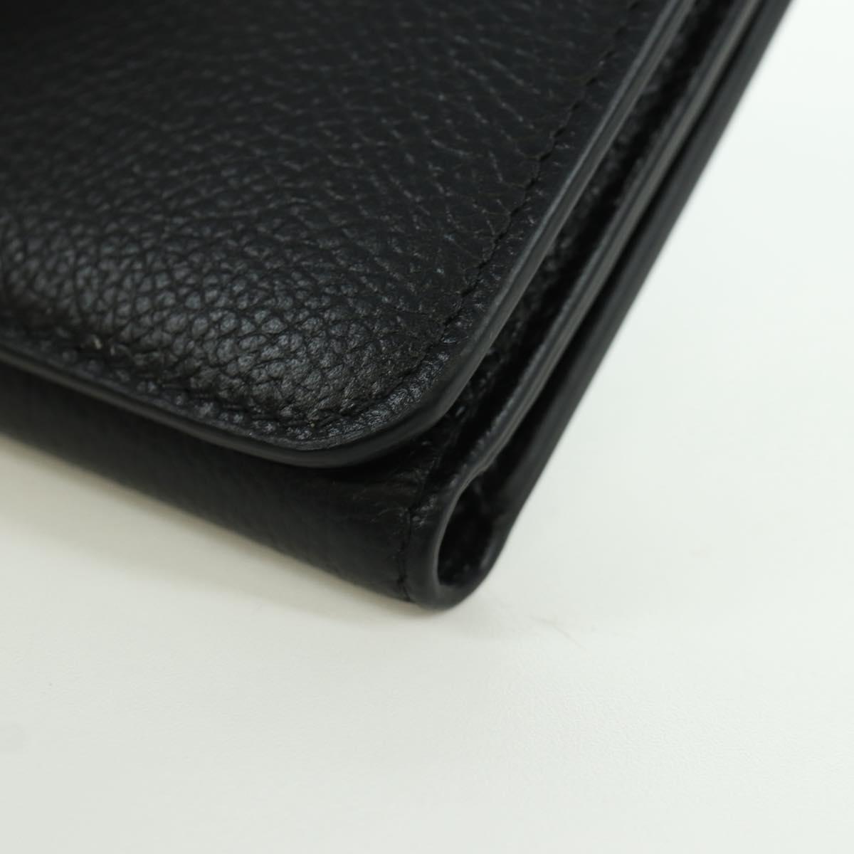 BALENCIAGA Trifold Wallet Leather Black Gold 655743 Auth SW2304M
