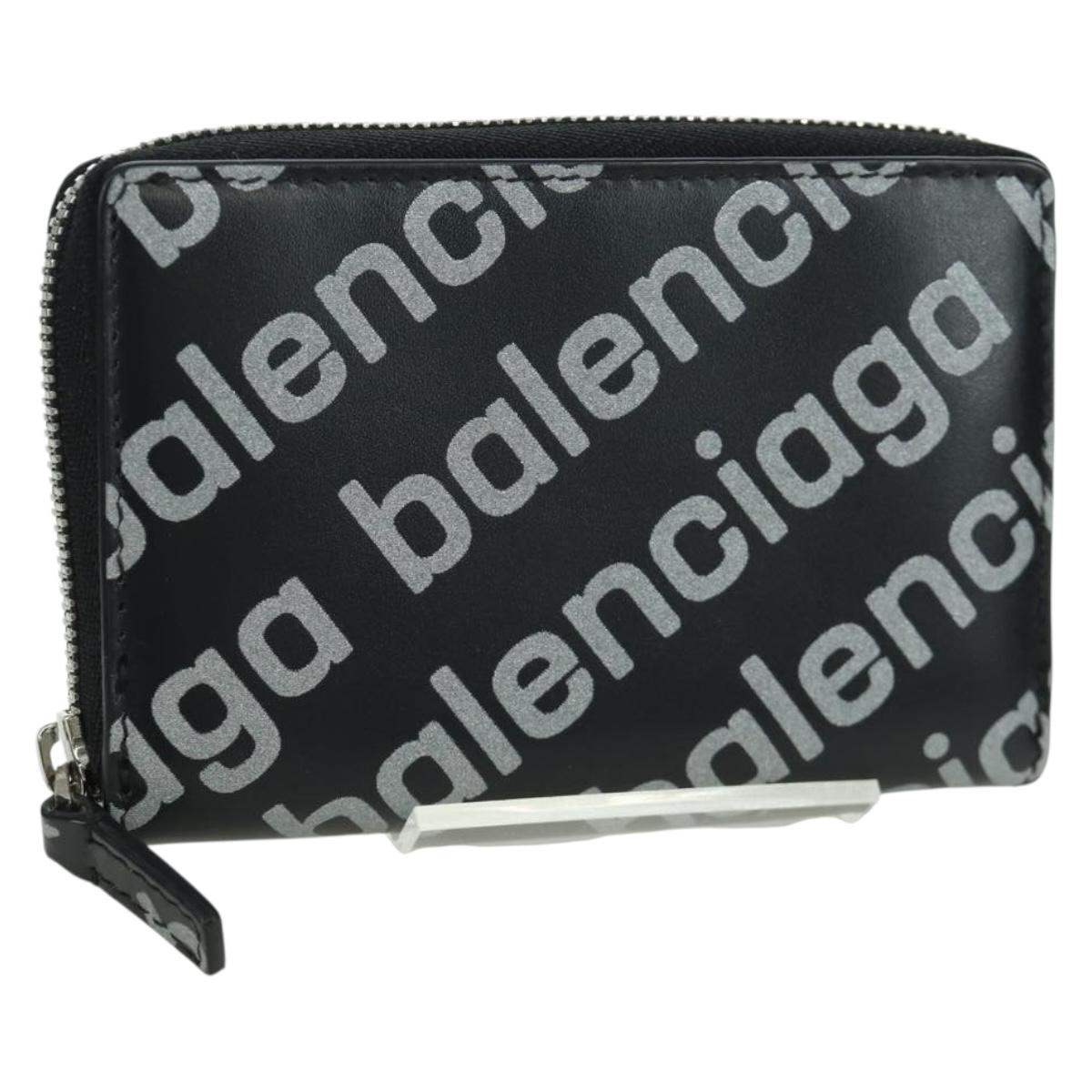 BALENCIAGA Coin Purse Leather Black 616911 Auth SW2306M