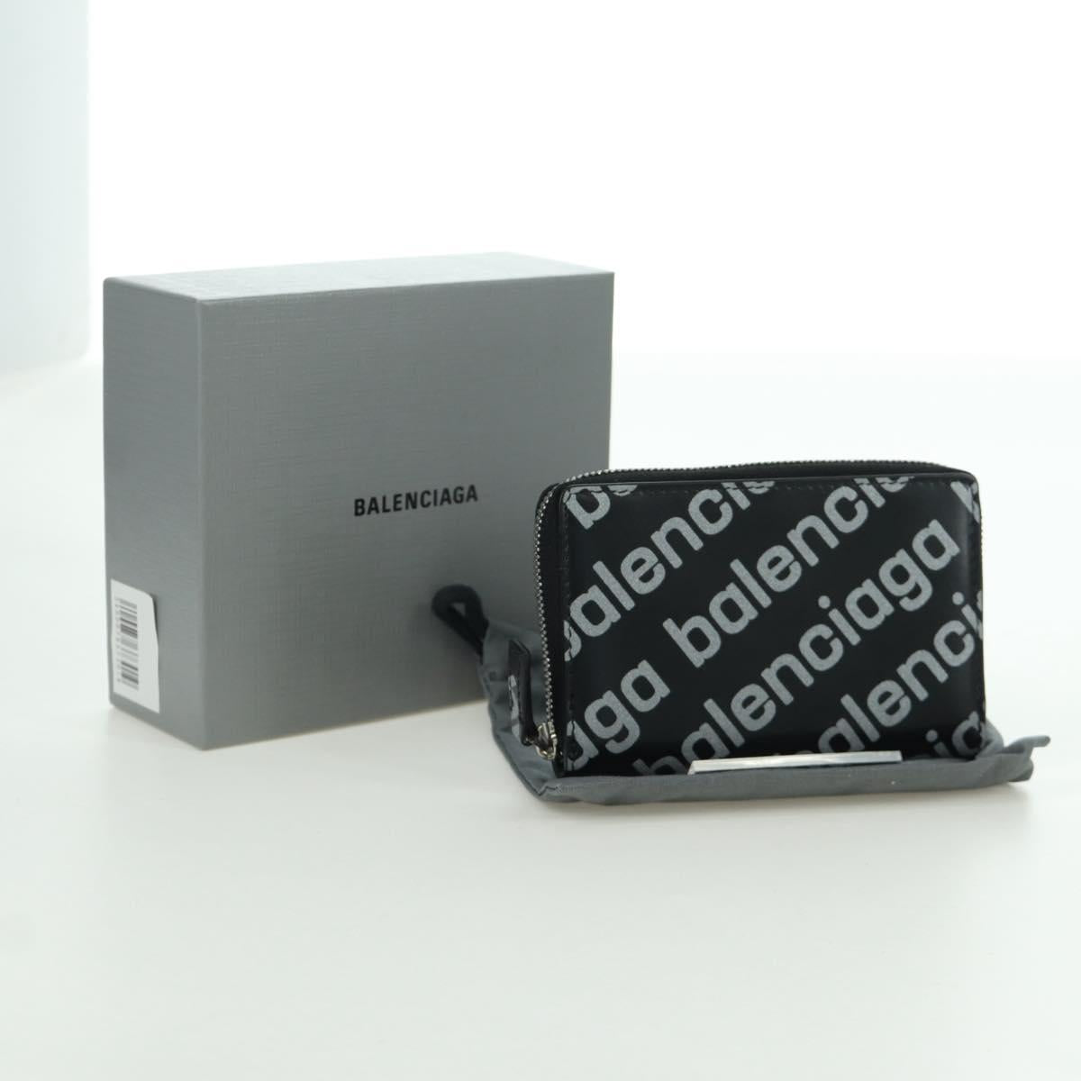 BALENCIAGA Coin Purse Leather Black 616911 Auth SW2306M