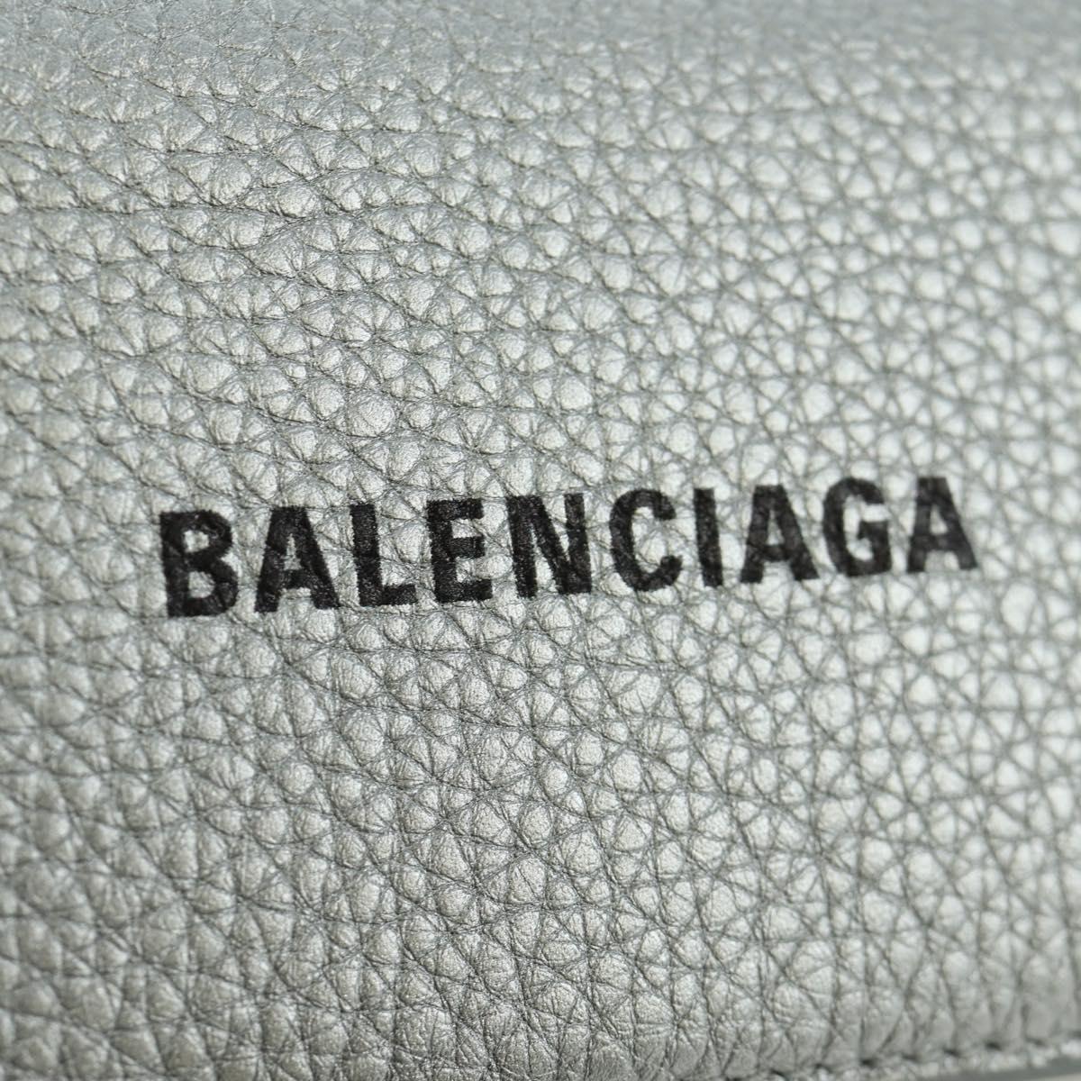 BALENCIAGA Trifold Wallet Leather Silver 593813 Auth SW2307M