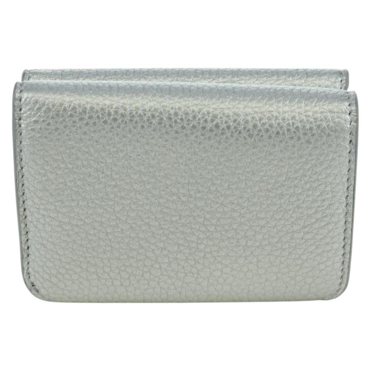 BALENCIAGA Trifold Wallet Leather Silver 593813 Auth SW2307M