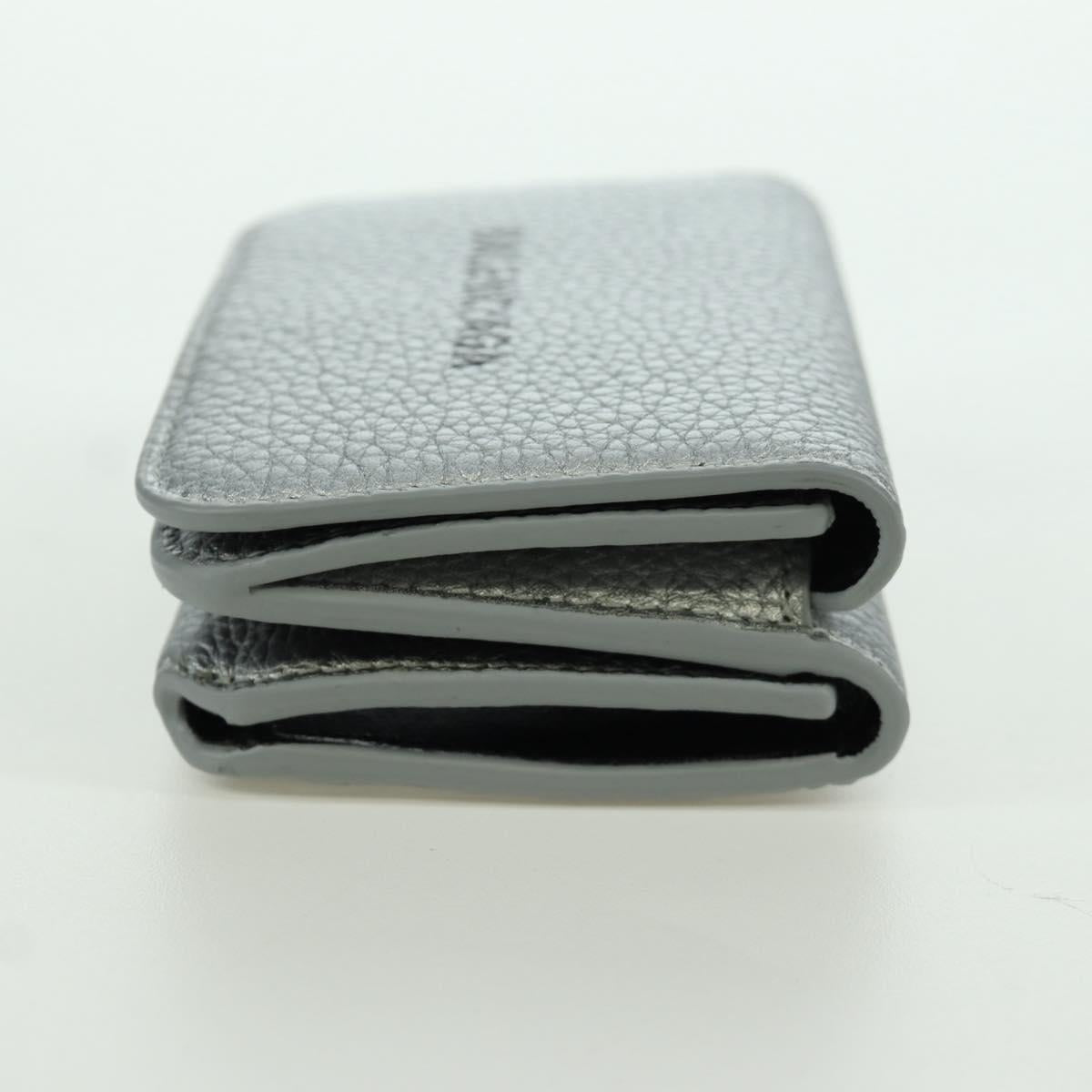 BALENCIAGA Trifold Wallet Leather Silver 593813 Auth SW2307M