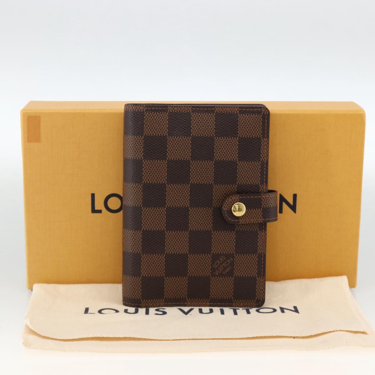 LOUIS VUITTON Damier Ebene Agenda PM Day Planner Cover R20700 LV Auth SW2309A