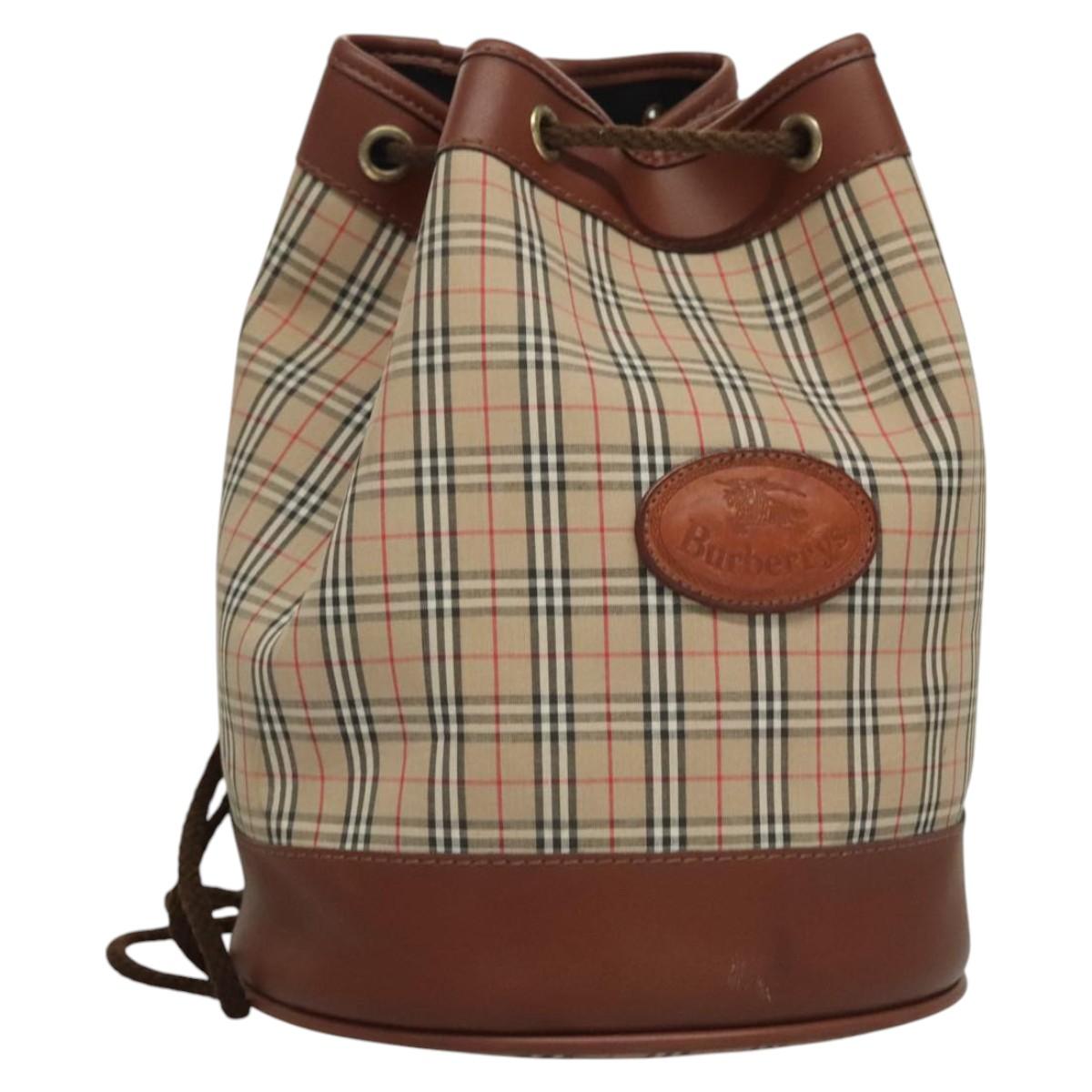 Burberrys Nova Check Shoulder Bag Canvas Beige Auth sw231