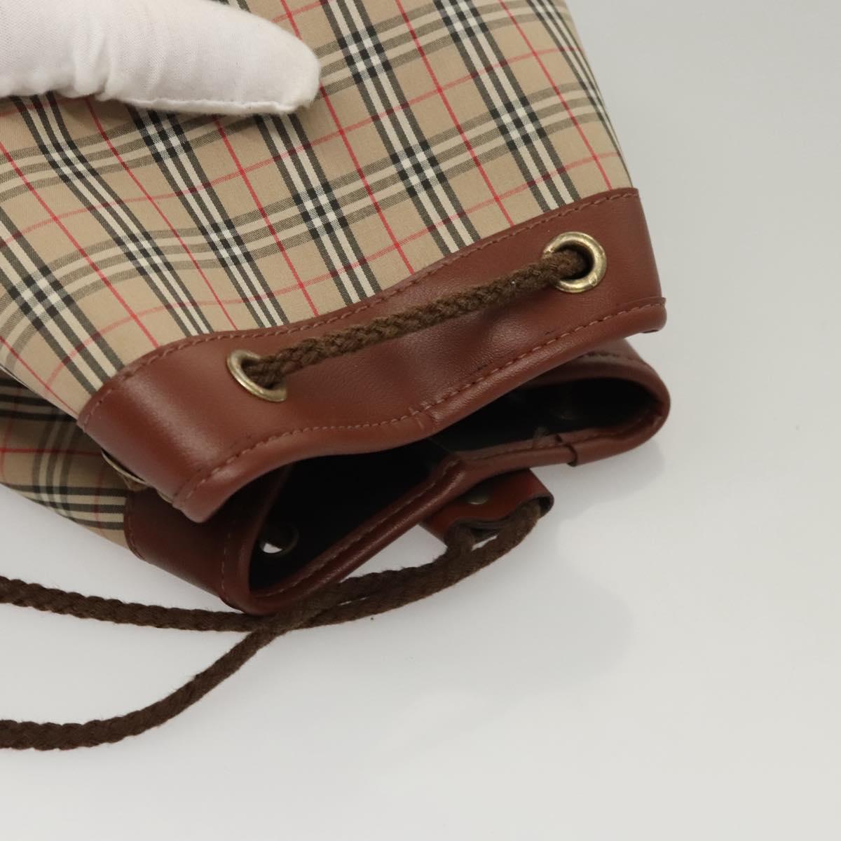 Burberrys Nova Check Shoulder Bag Canvas Beige Auth sw231