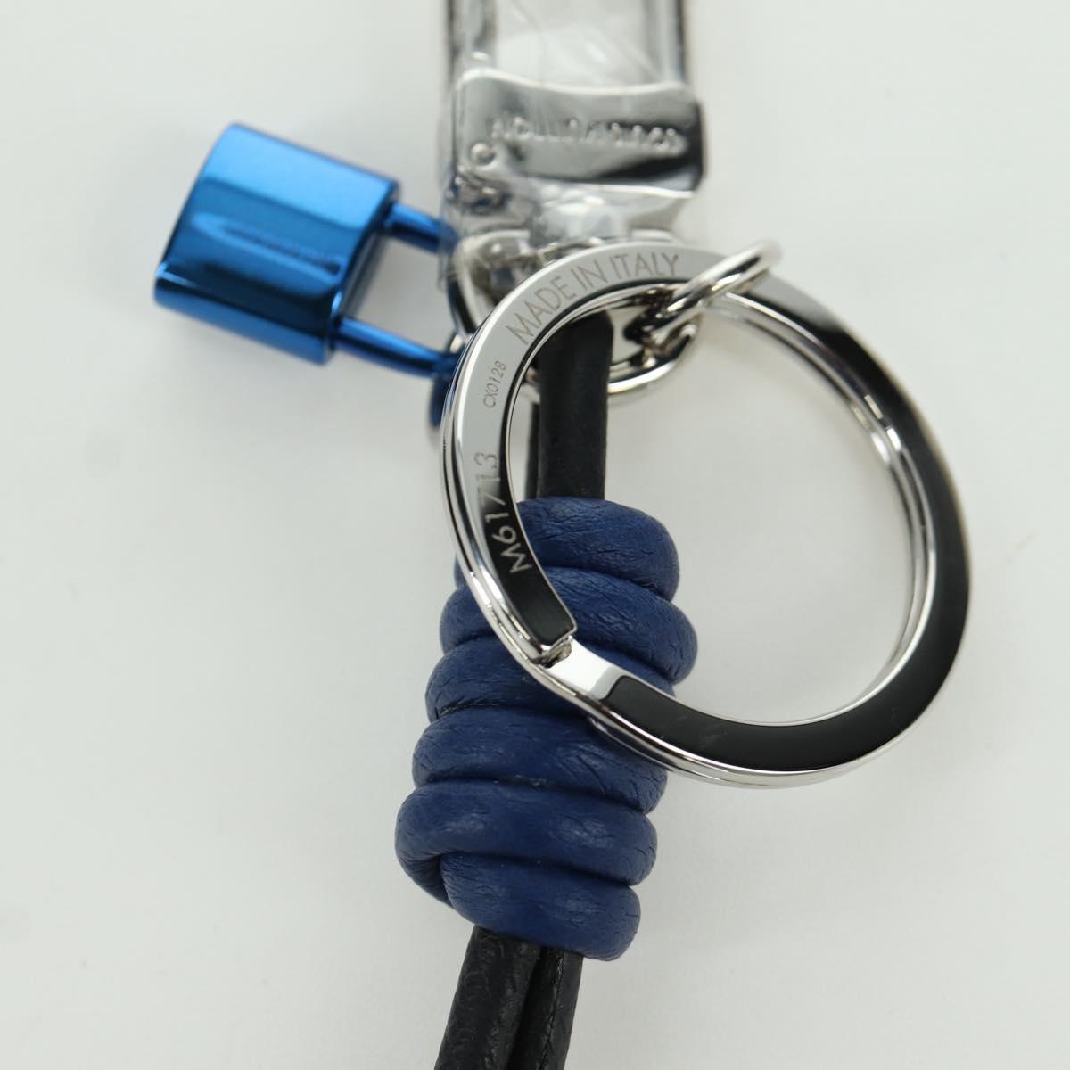 LOUIS VUITTON Porte Cles Knot Lock Charm Leather Blue M61713 LV Auth SW2312M
