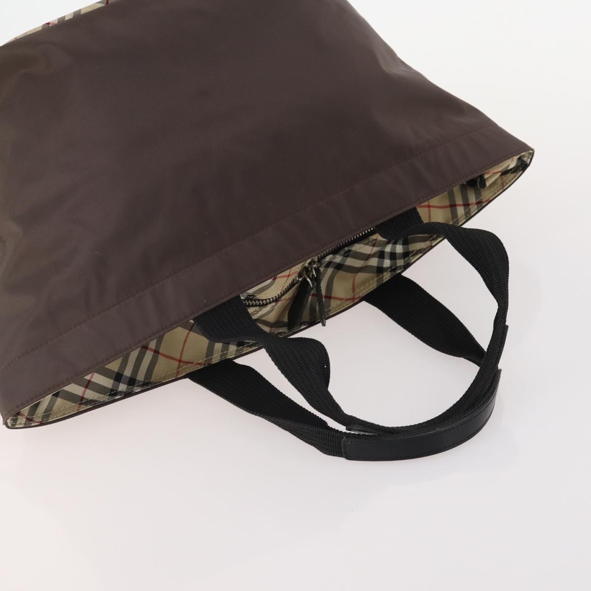 Burberrys Burberry Nova Check Hand Bag Nylon 4 Set Green Gray beige Auth SW2319