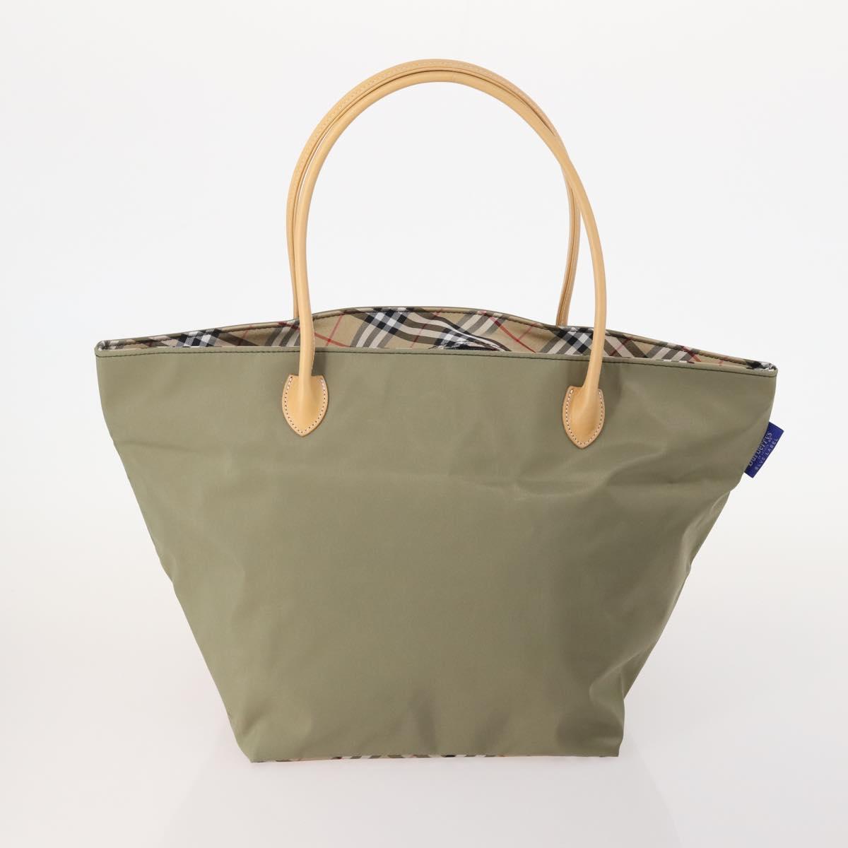 Burberrys Burberry Nova Check Hand Bag Nylon 4 Set Green Gray beige Auth SW2319