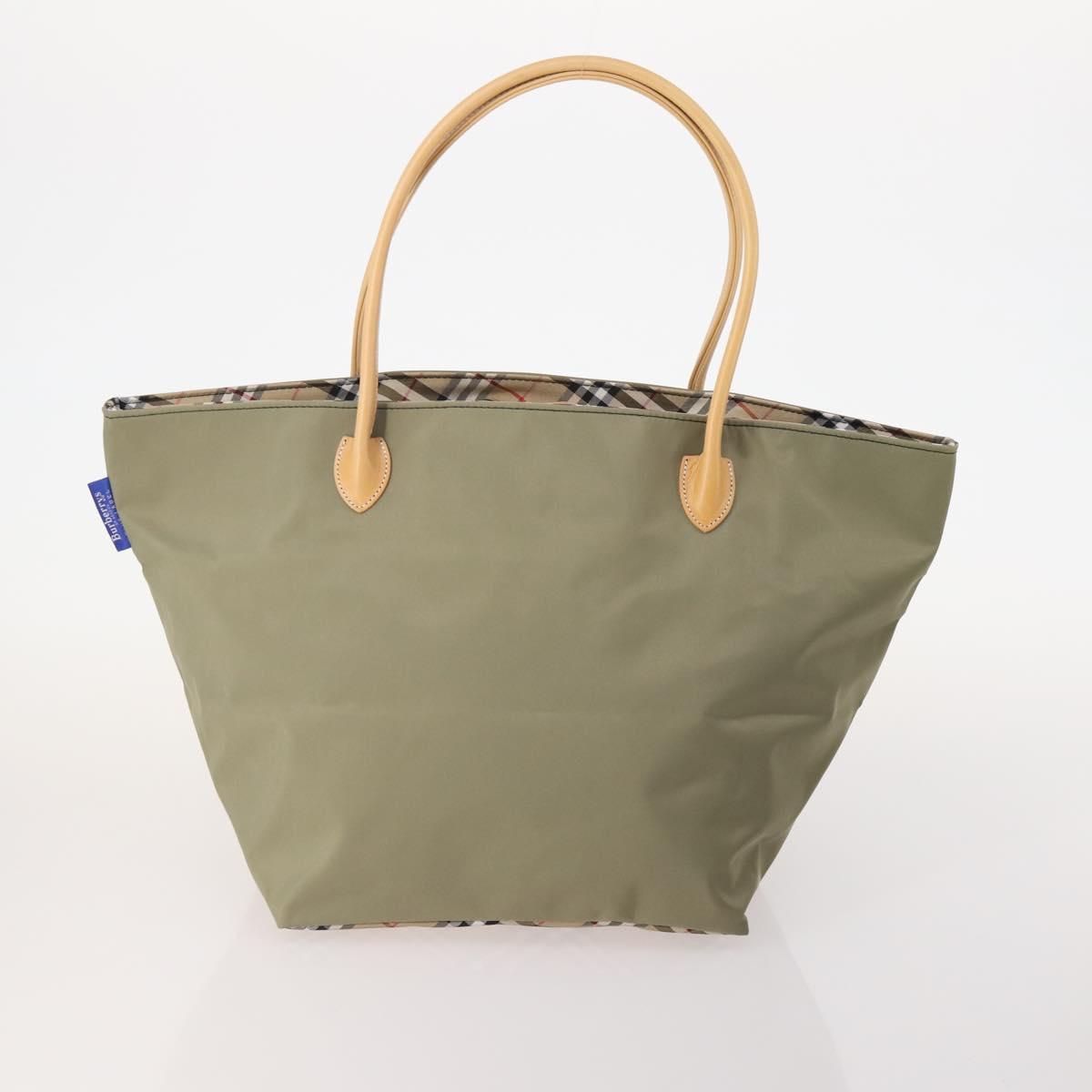 Burberrys Burberry Nova Check Hand Bag Nylon 4 Set Green Gray beige Auth SW2319
