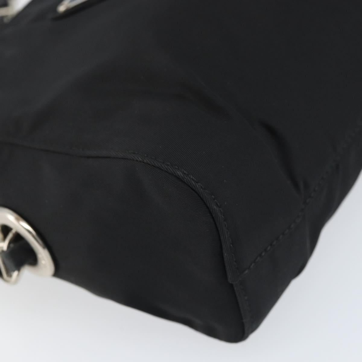 PRADA Chain Shoulder Bag Nylon Black Gold Auth SW2325A