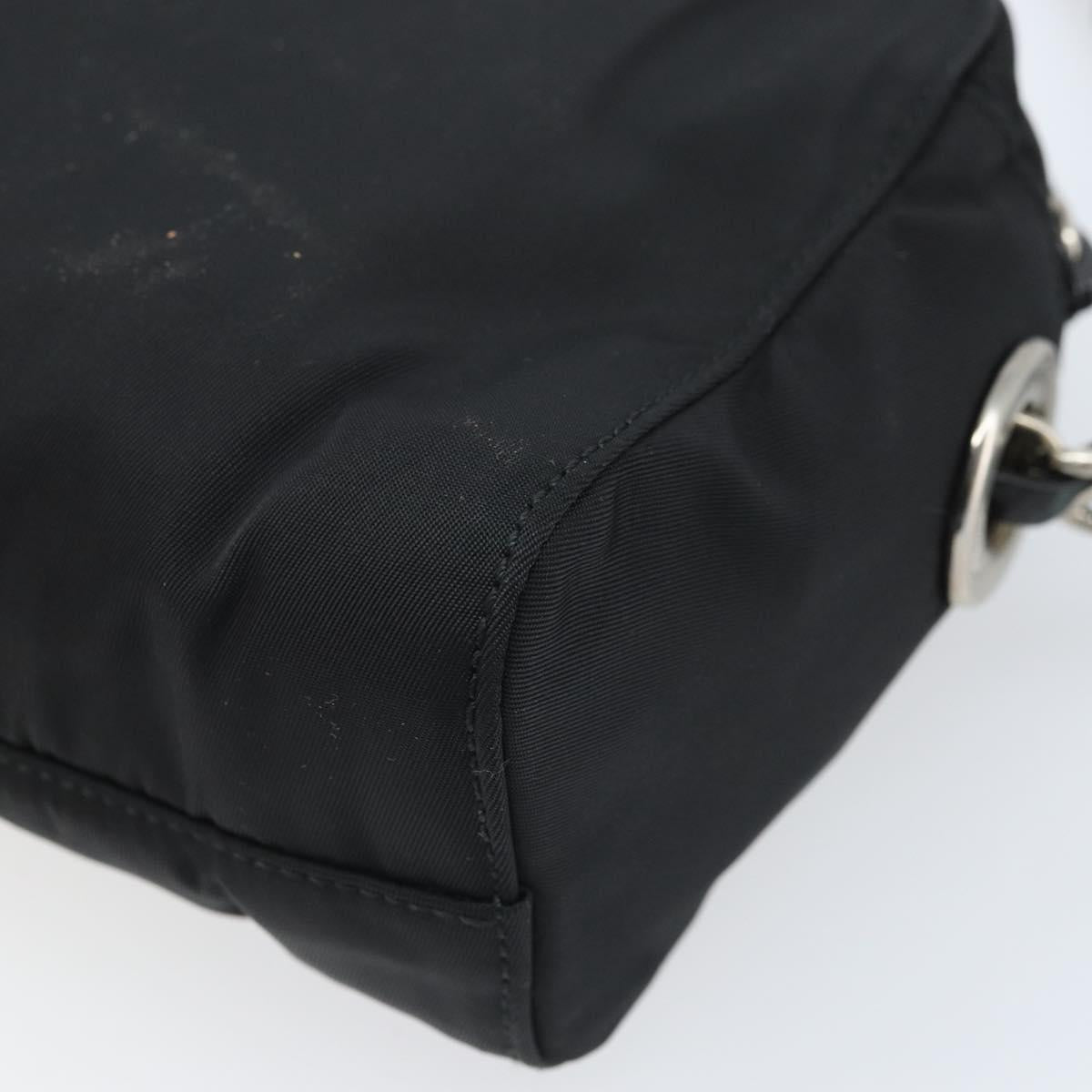 PRADA Chain Shoulder Bag Nylon Black Gold Auth SW2325A
