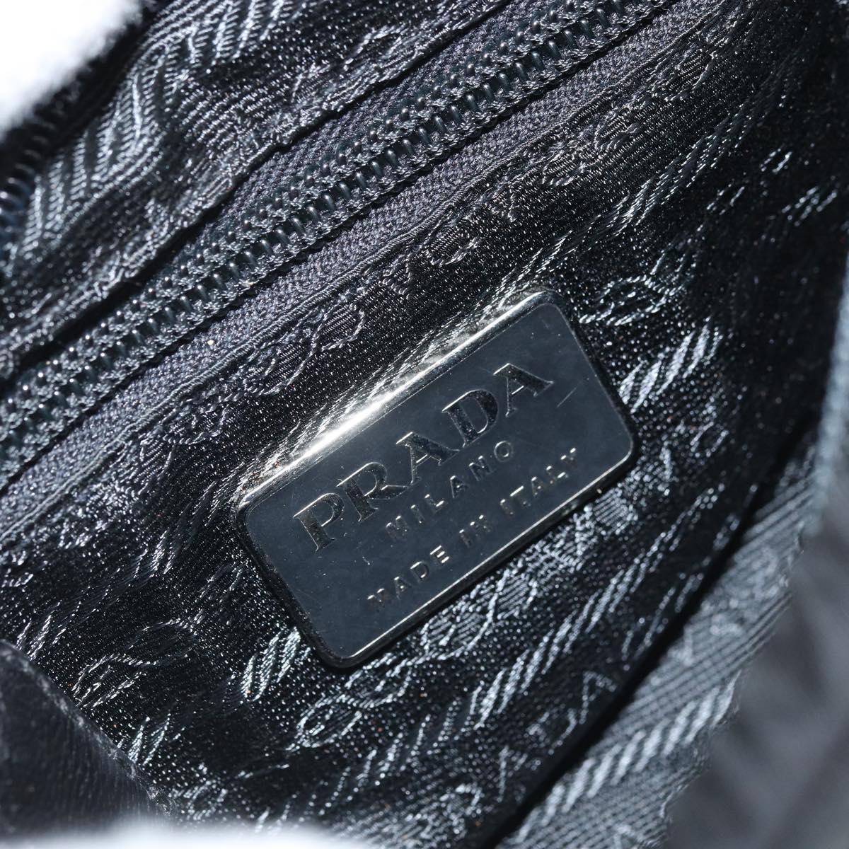 PRADA Chain Shoulder Bag Nylon Black Gold Auth SW2325A