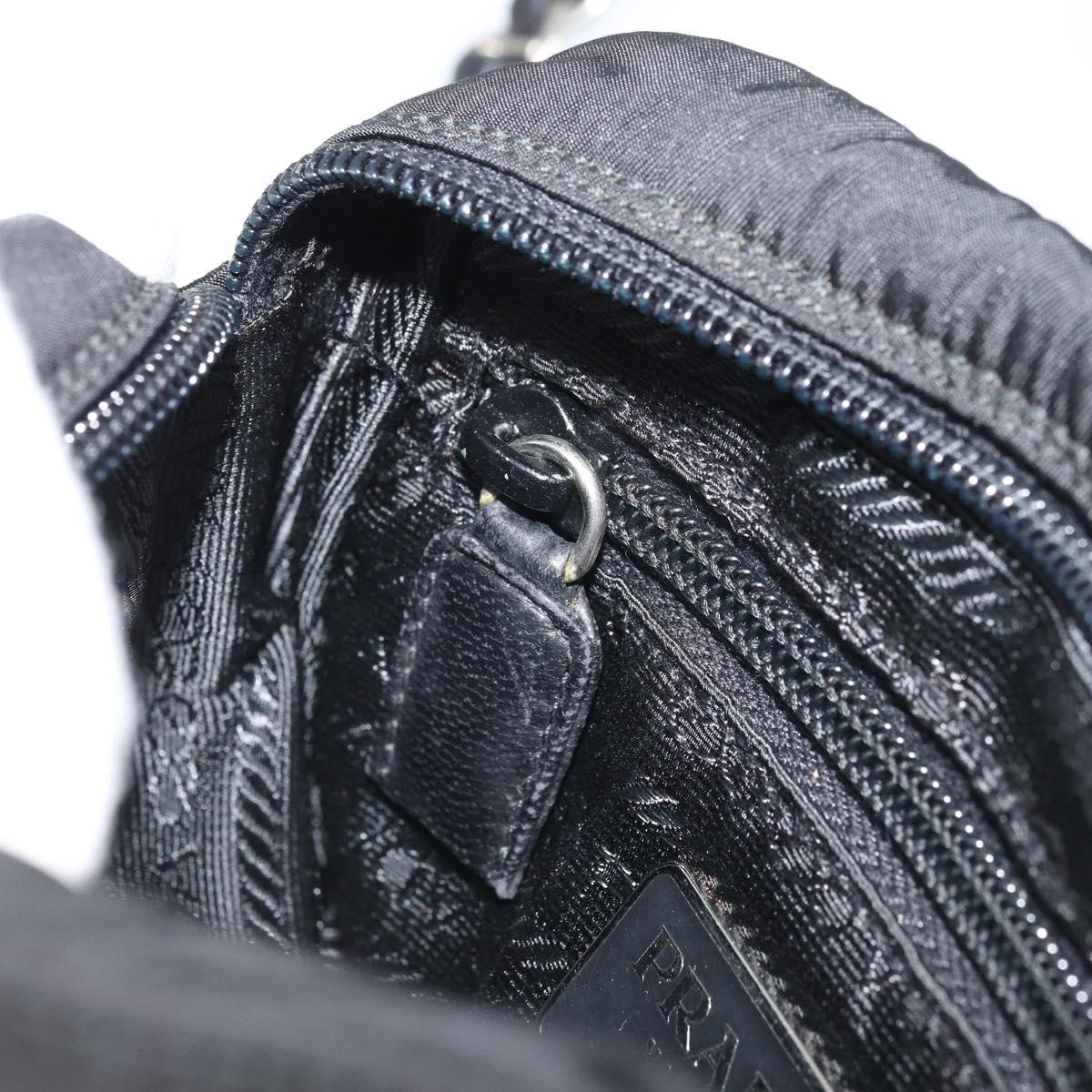 PRADA Chain Shoulder Bag Nylon Black Gold Auth SW2325A