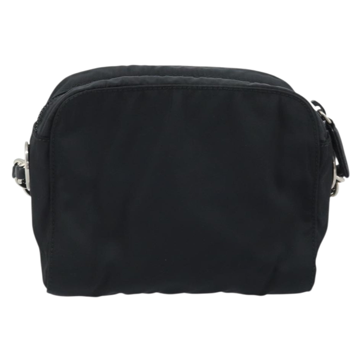 PRADA Chain Shoulder Bag Nylon Black Gold Auth SW2325A