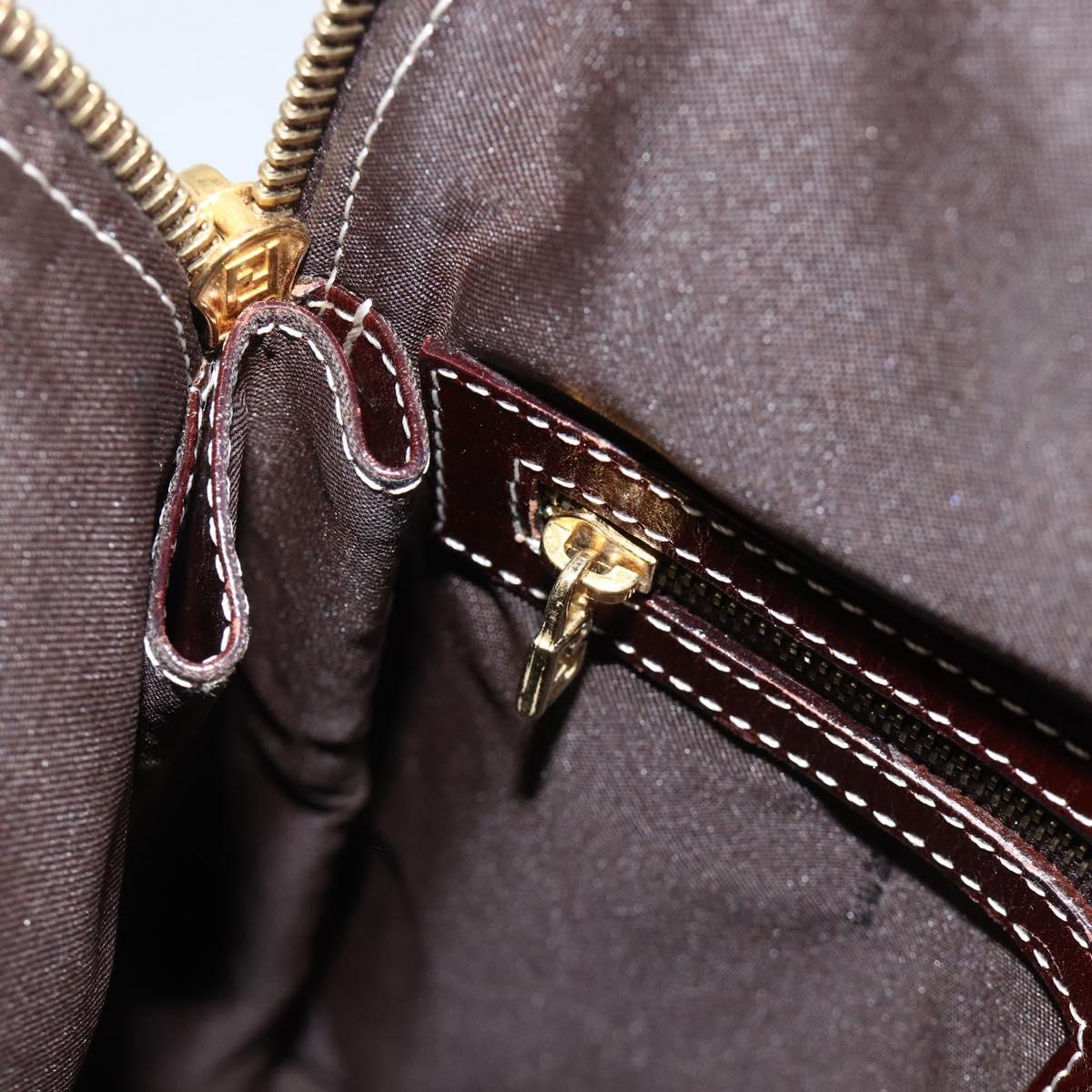 FENDI Zucchino Canvas Hand Bag Beige Gold Auth SW2327A