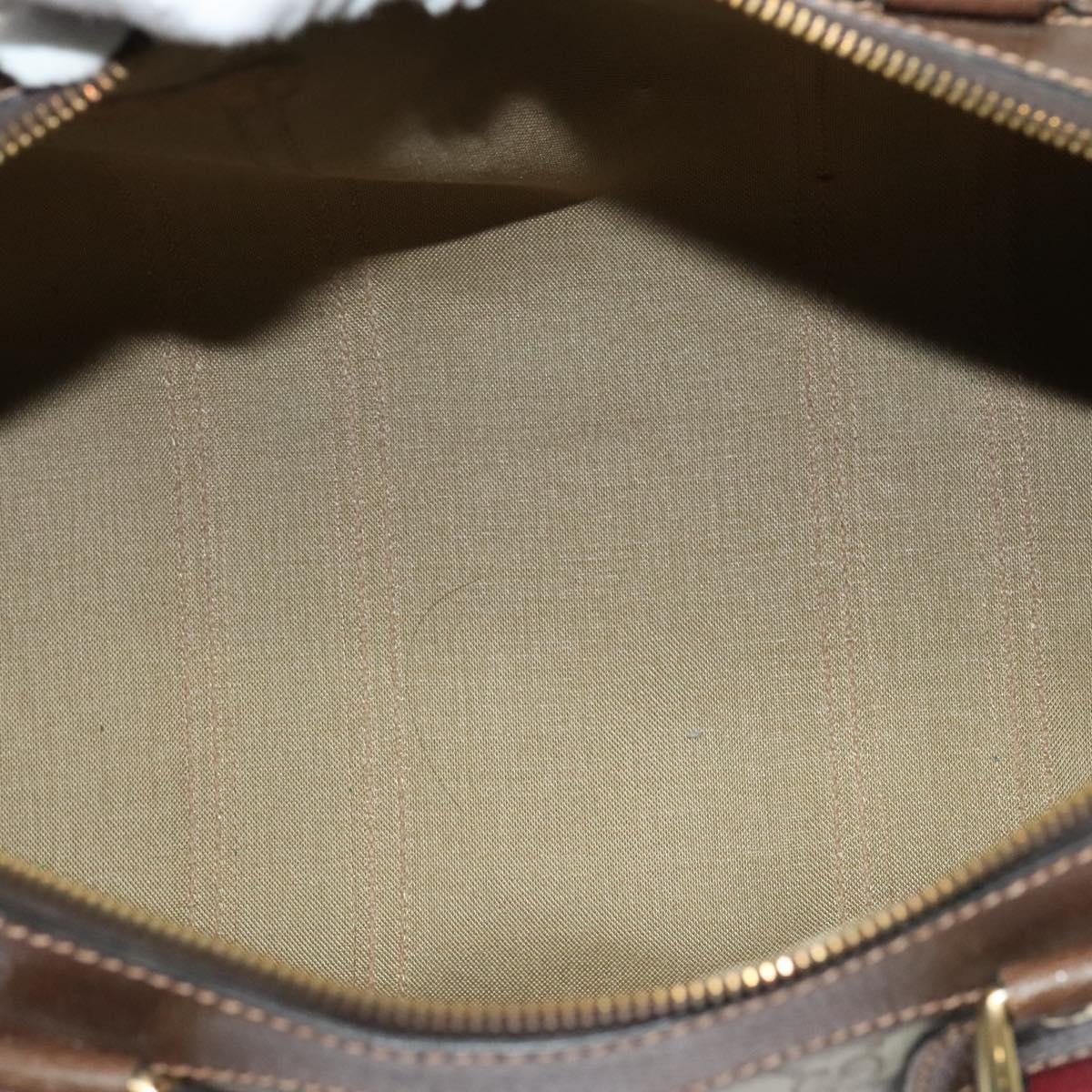 GUCCI GG Supreme Web Sherry Line Hand Bag PVC Beige Gold Red Auth sw234